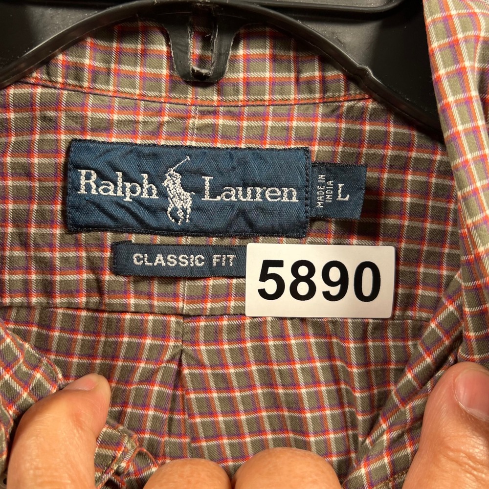 Ralph Lauren Classic Fit Plaid Button Down Shirt Mens Large Red Blue - Picture 2 of 5